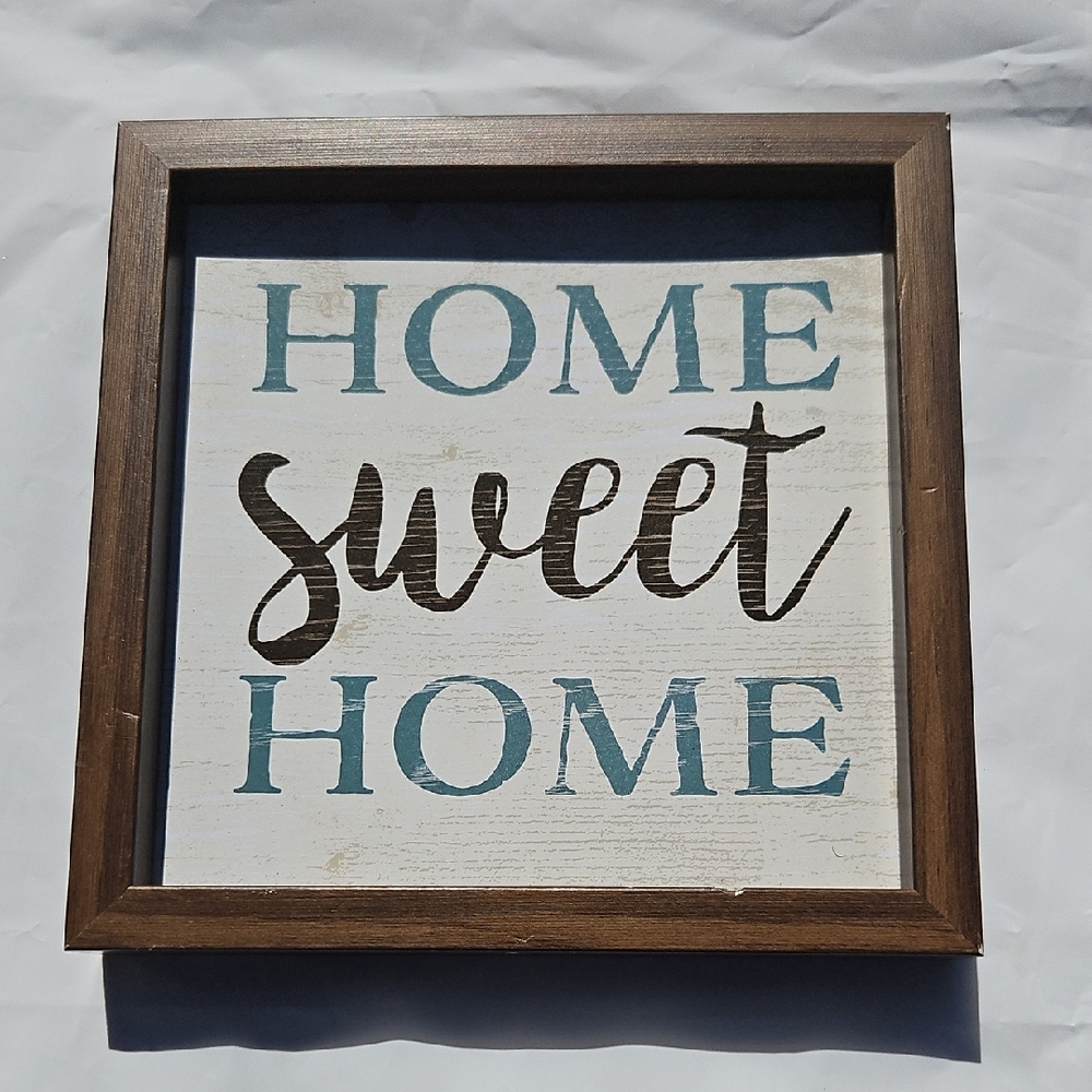 'Home Sweet Home' Wall Art with Brown Frame 8x8